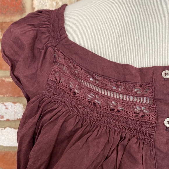 Free People Sunny Days Ahead Cranberry Ruffle Crop Top size large - Picture 5 of 12